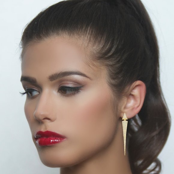 Point Taken Sterling Silver Spike Drop Earrings - Picture 2 of 2